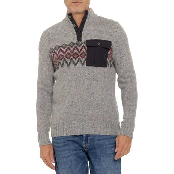 NEW SmartWool man Heavy Henley Sweater - Merino Wool Light Gray Heather 253 - Picture 4 of 5
